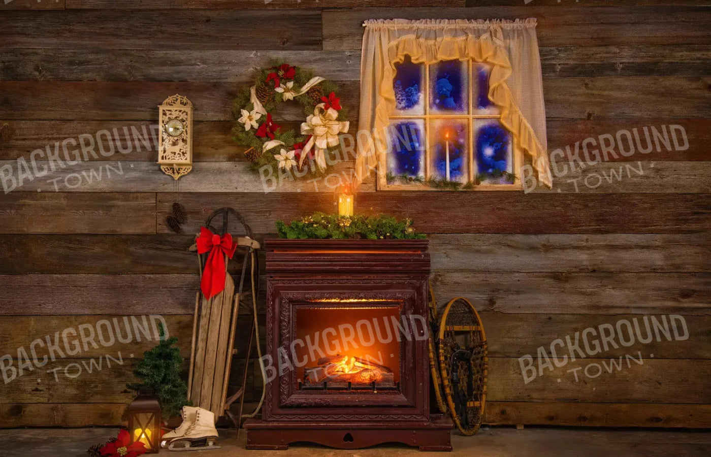 Christmas Snow Activities 12X8 Ultracloth ( 144 X 96 Inch ) Backdrop