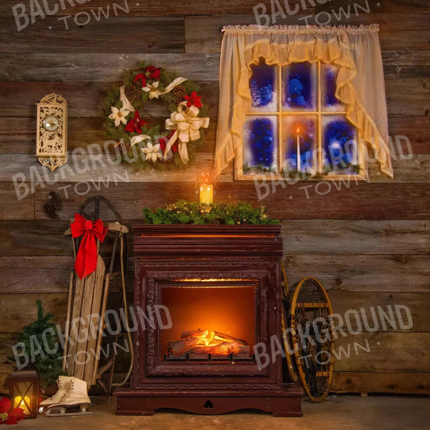 Christmas Snow Activities 8X8 Fleece ( 96 X Inch ) Backdrop