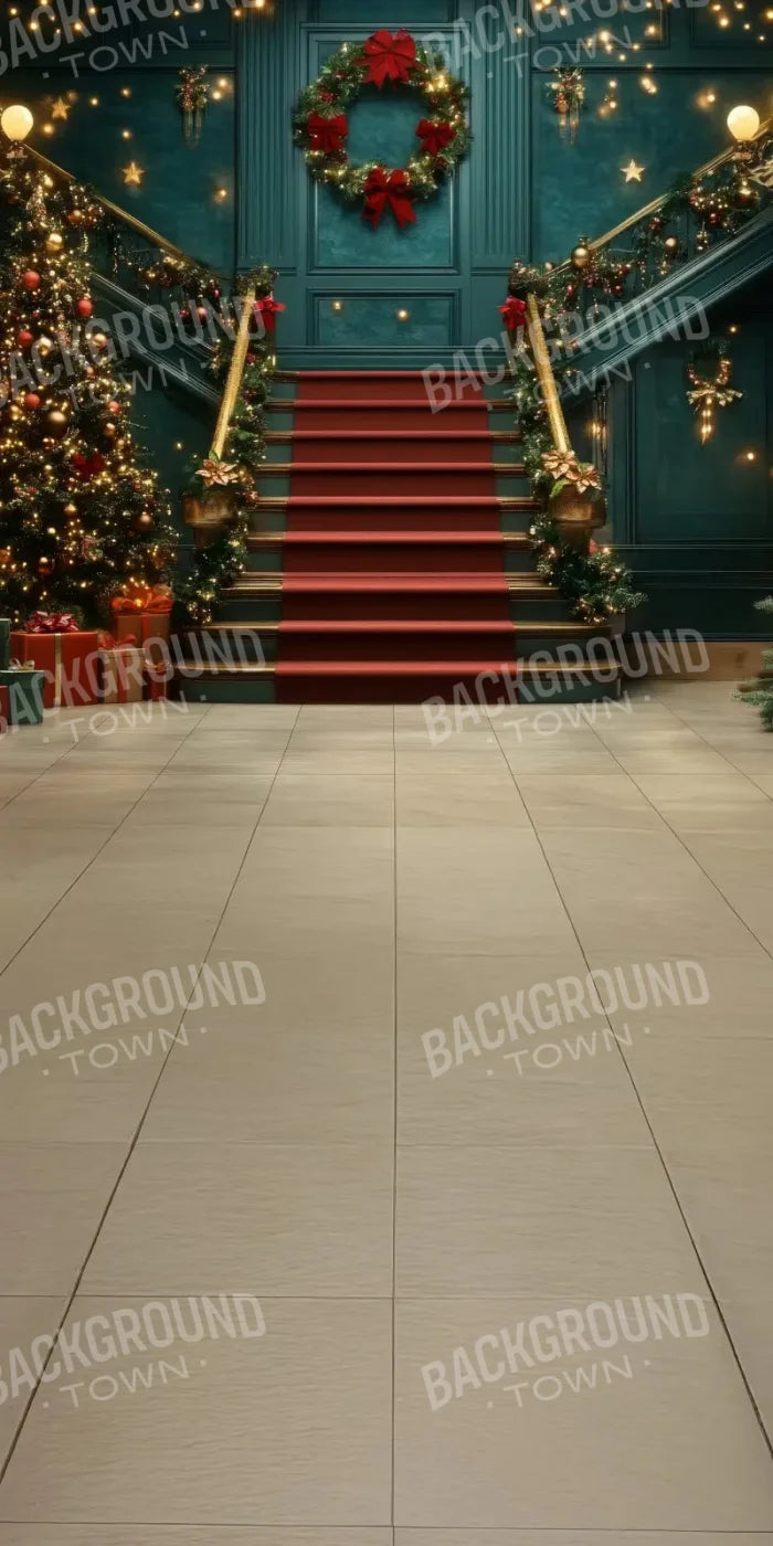 Whimsical Christmas Grand Staircase Sweep 8’x16’ UltraCloth (96 x 192 inch) Backdrop