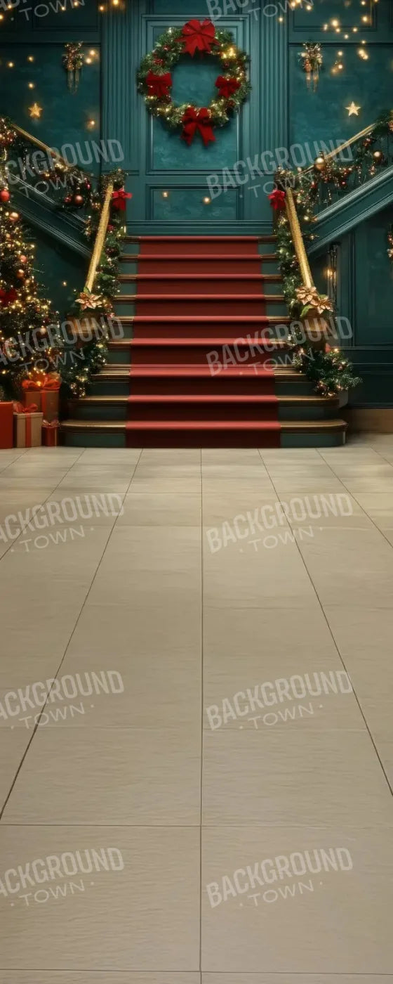 Whimsical Christmas Grand Staircase Sweep 8’x20’ UltraCloth (96 x 240 inch) Backdrop