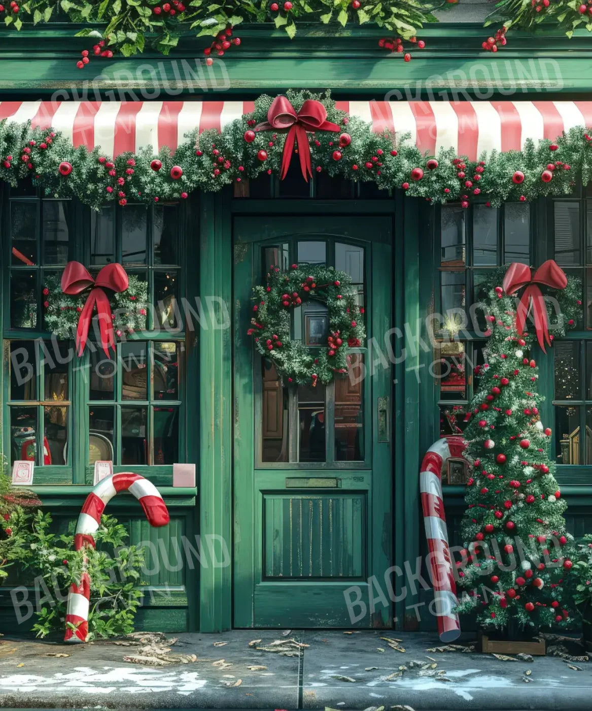 Christmas Store Front 10’x12’ UltraCloth (120 x 144 inch) Backdrop