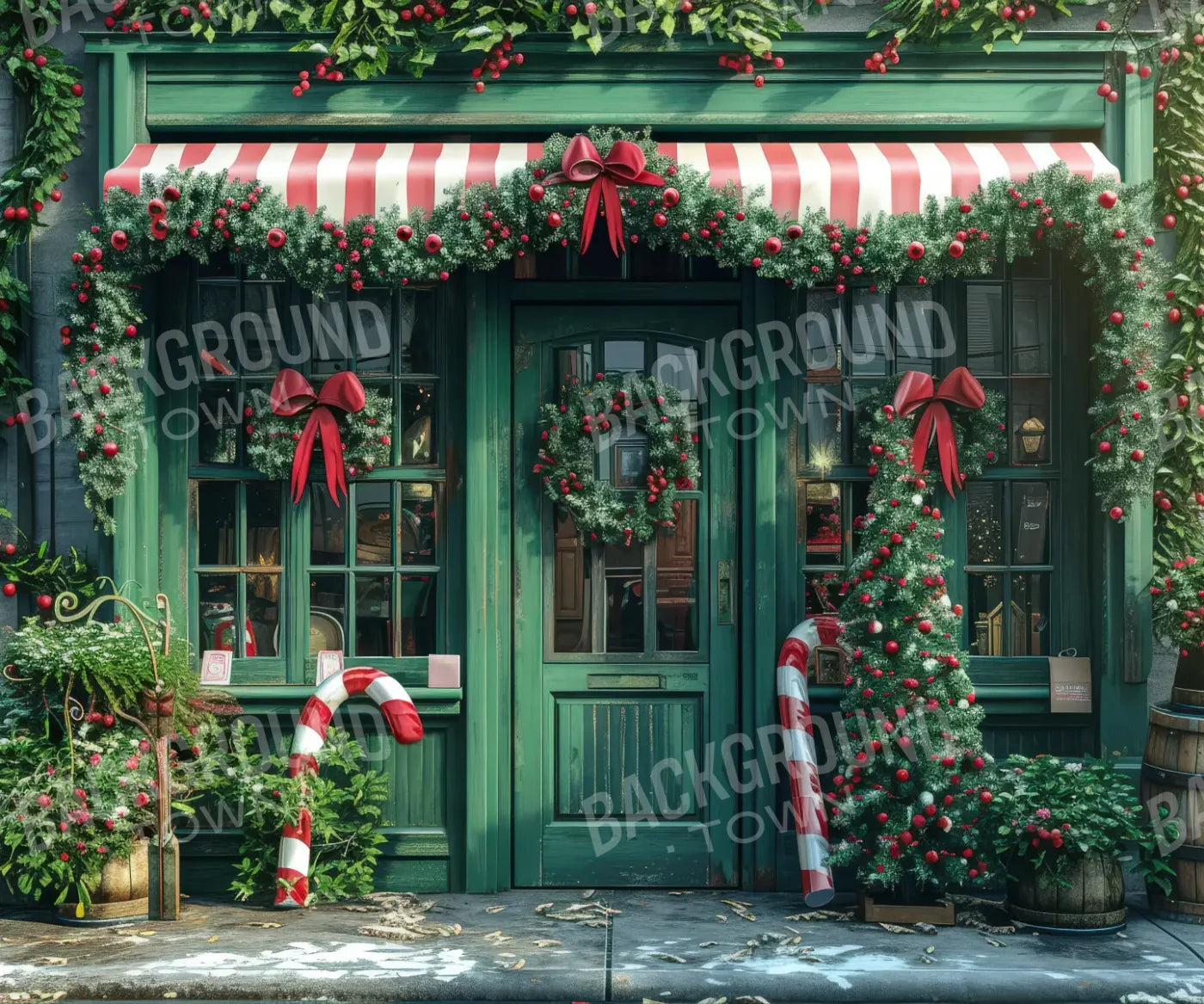 Christmas Store Front 12’x10’ UltraCloth (144 x 120 inch) Backdrop