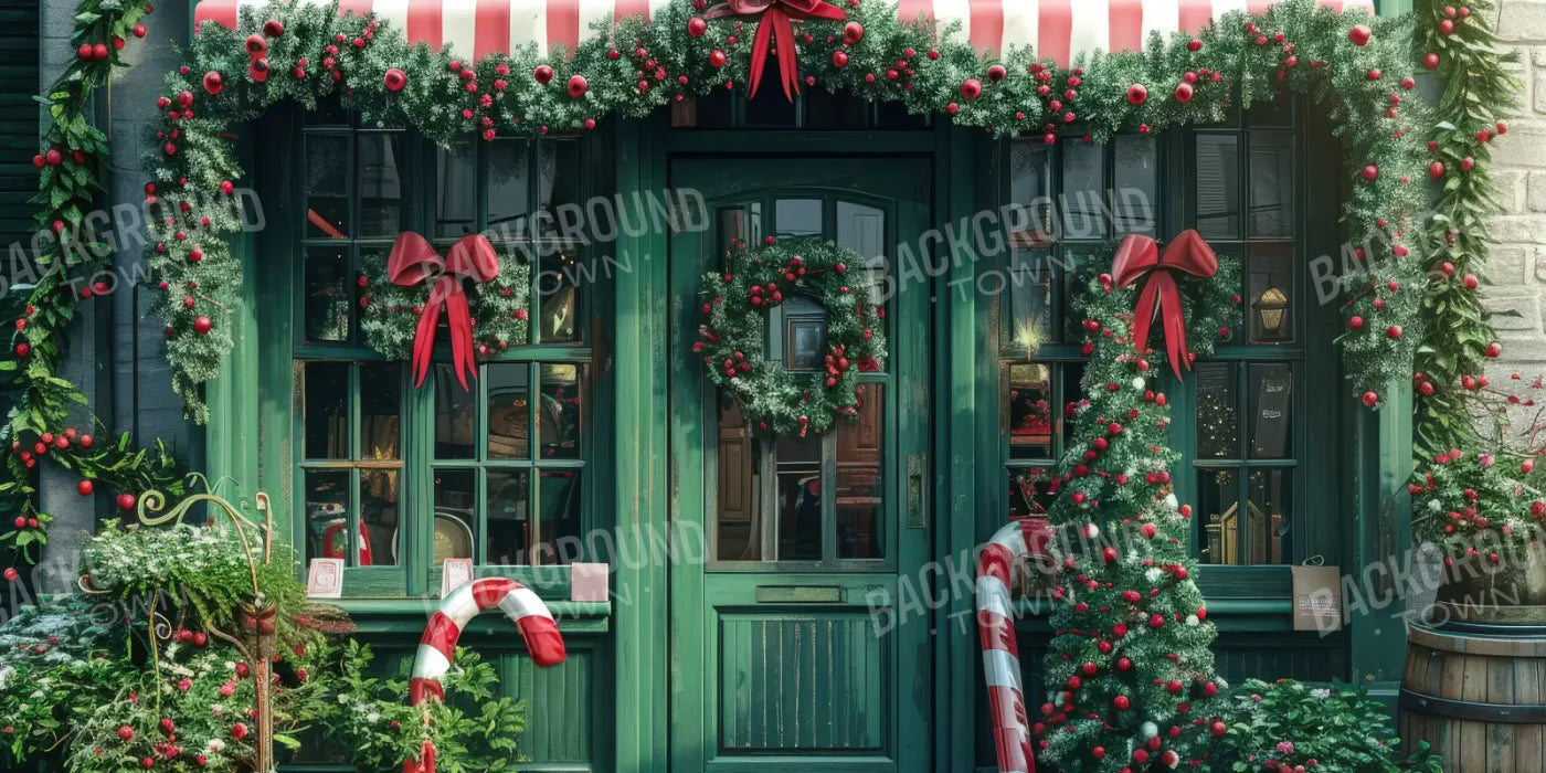 Christmas Store Front 20’x10’ UltraCloth (240 x 120 inch) Backdrop