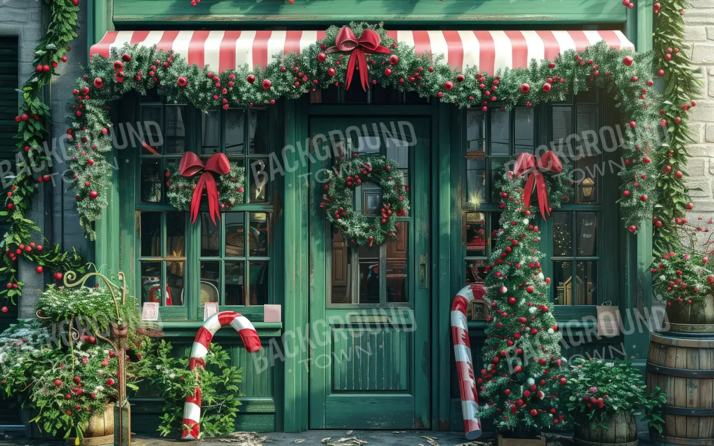 Christmas Store Front 8’x5’ UltraCloth (96 x 60 inch) Backdrop