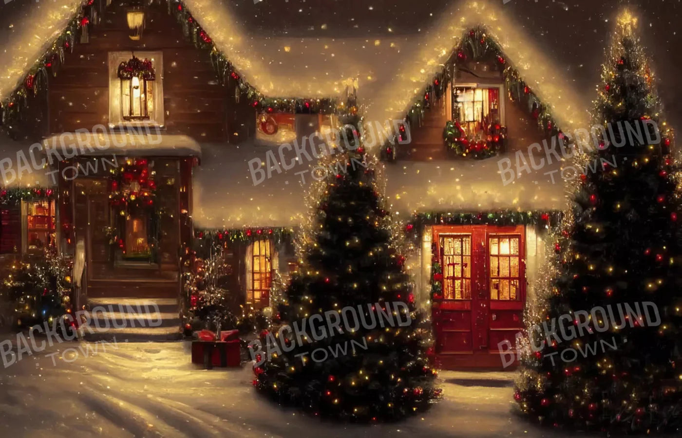 Christmas Street 12X8 Ultracloth ( 144 X 96 Inch ) Backdrop
