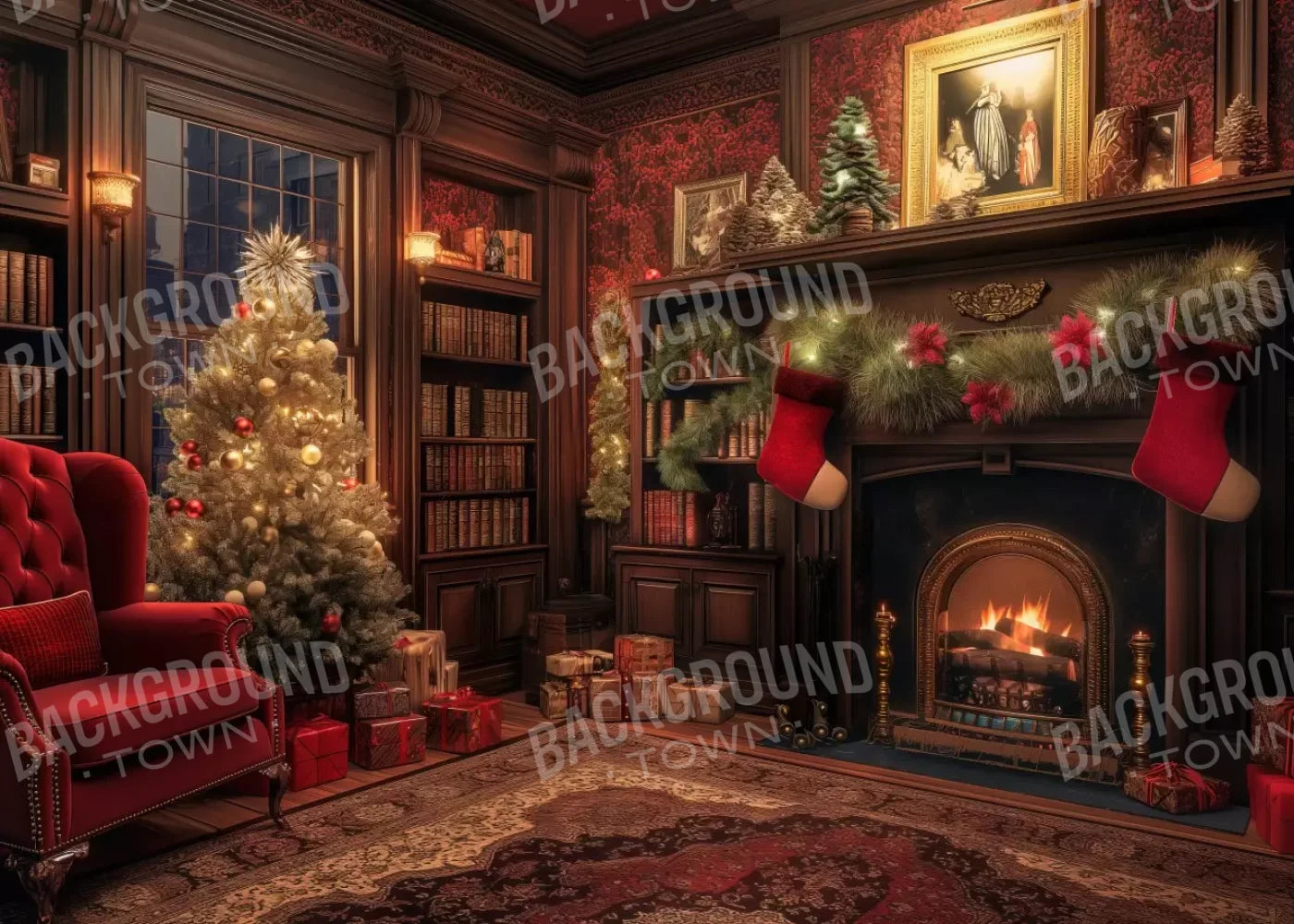 Christmas Study I 7’X5’ Ultracloth (84 X 60 Inch) Backdrop