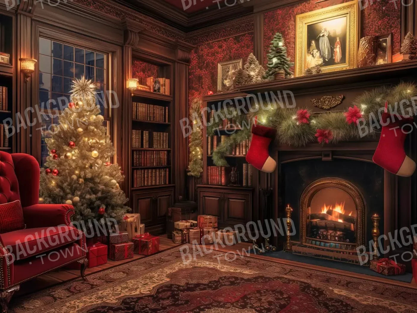 Christmas Study I 8’X6’ Fleece (96 X 72 Inch) Backdrop