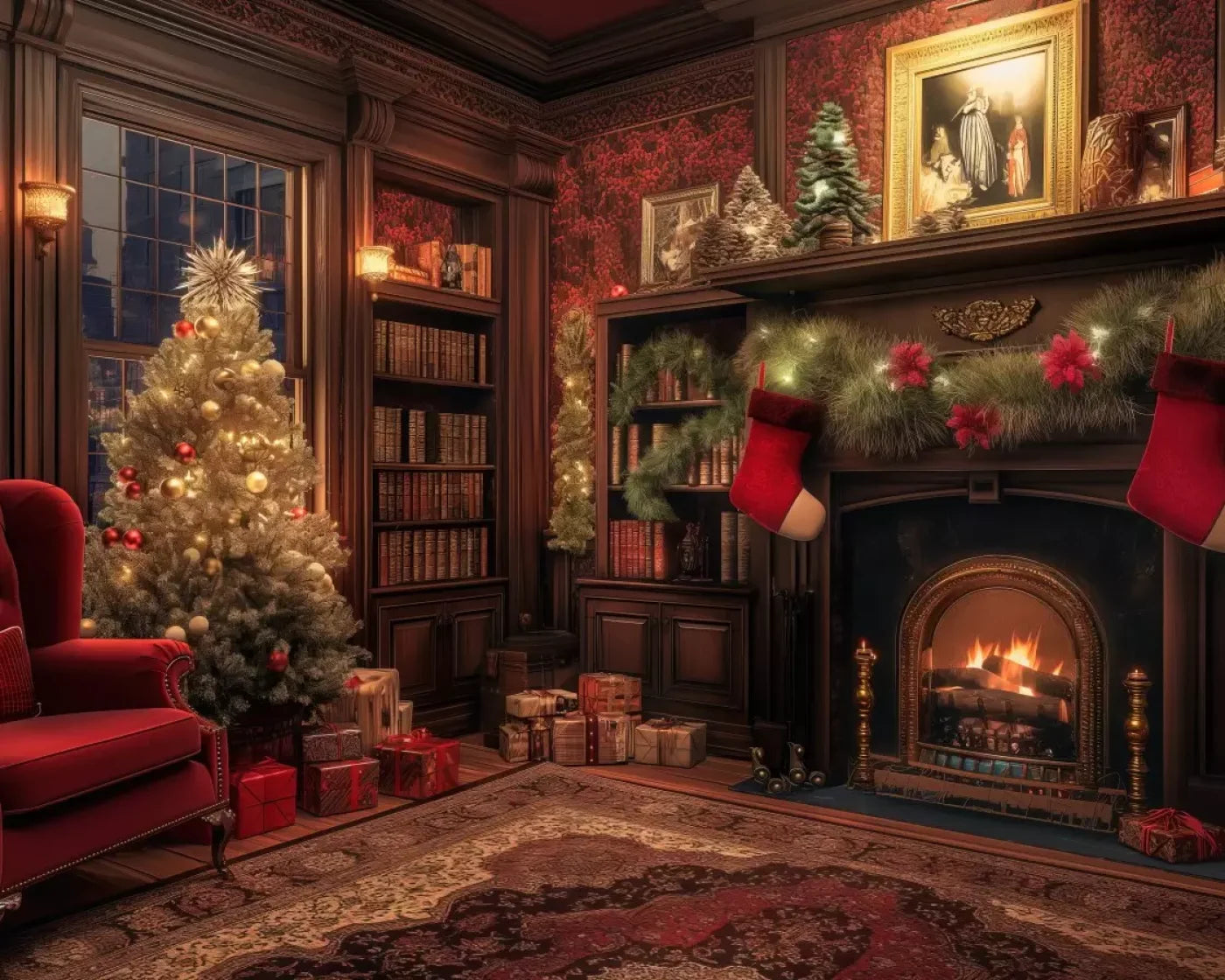 Christmas Study I 10’X8’ Fleece (120 X 96 Inch) Backdrop