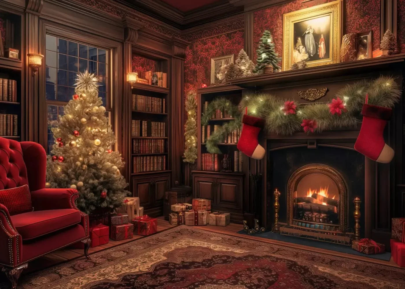 Christmas Study I 7’X5’ Ultracloth (84 X 60 Inch) Backdrop