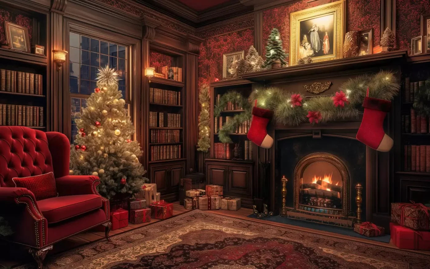 Christmas Study I 8’X5’ Ultracloth (96 X 60 Inch) Backdrop