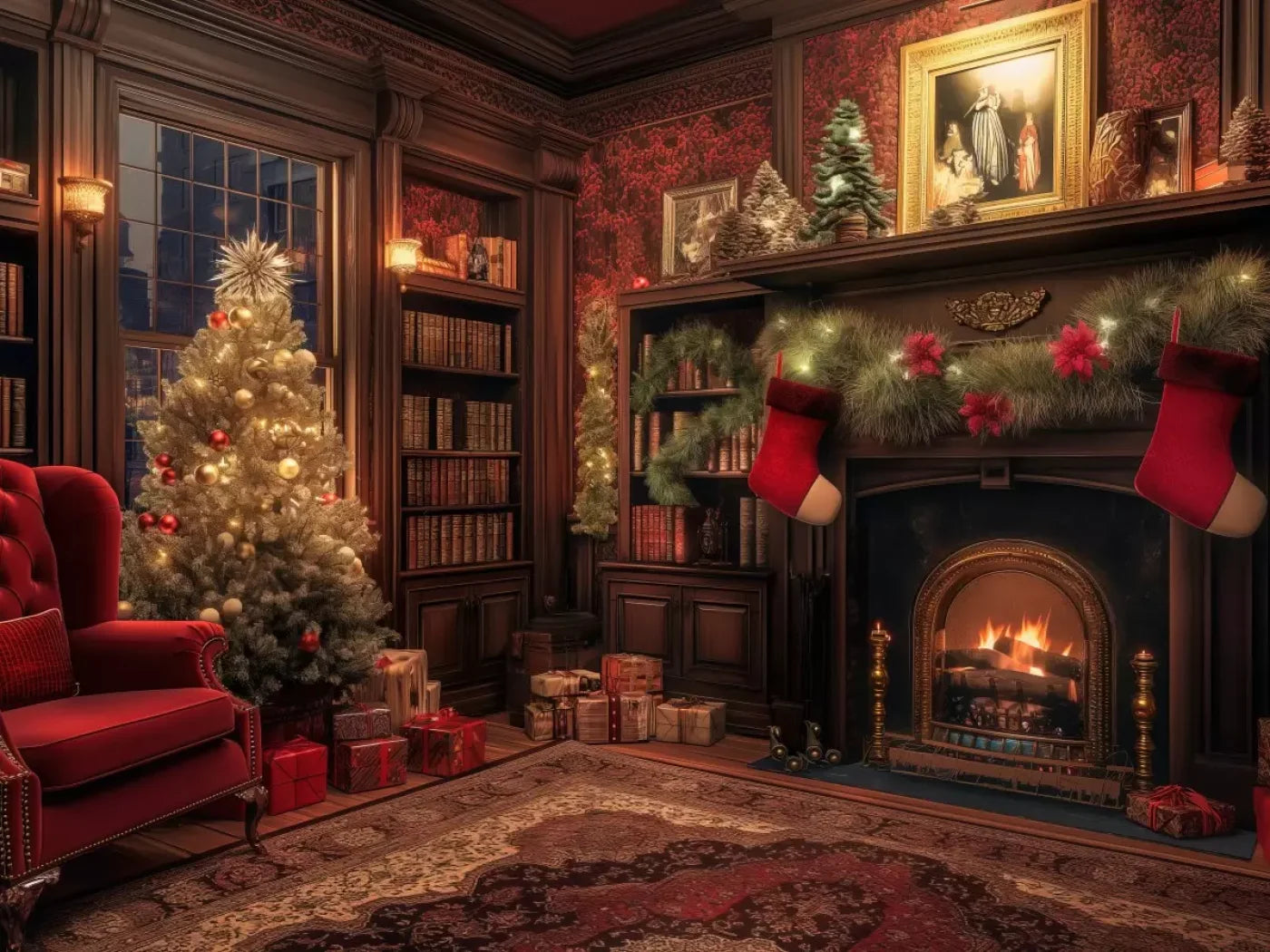 Christmas Study I 8’X6’ Fleece (96 X 72 Inch) Backdrop