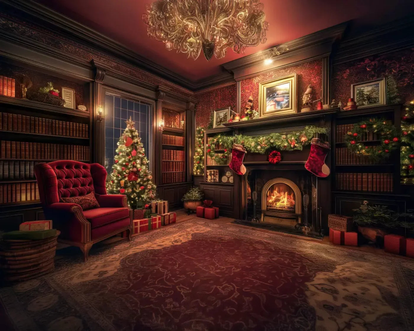 Christmas Study I Full 10’X8’ Fleece (120 X 96 Inch) Backdrop