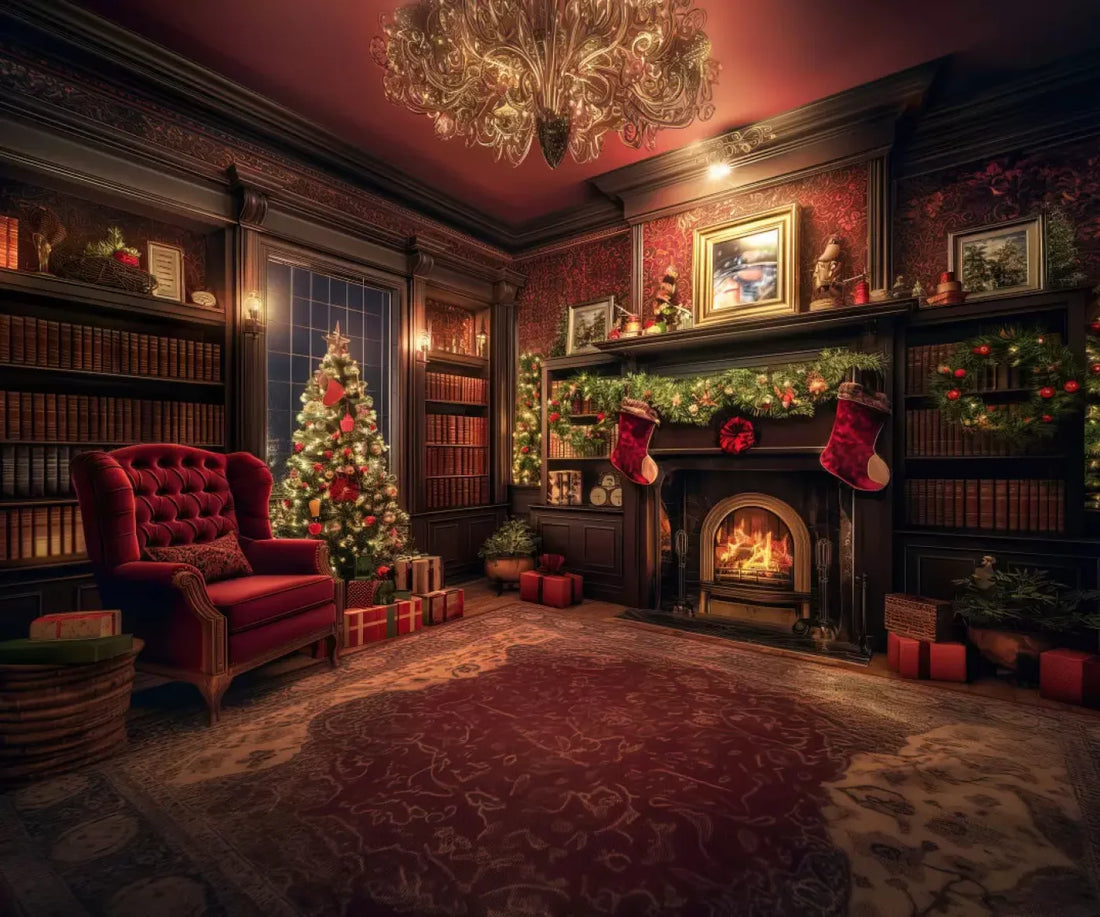 Christmas Study I Full 5’X4’2 Fleece (60 X 50 Inch) Backdrop