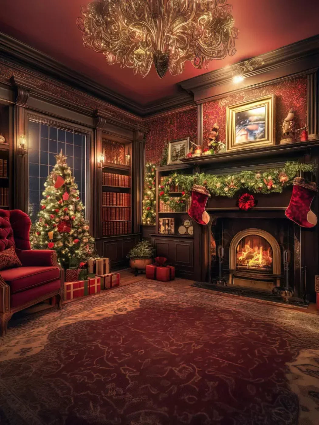 Christmas Study I Full 6’X8’ Fleece (72 X 96 Inch) Backdrop