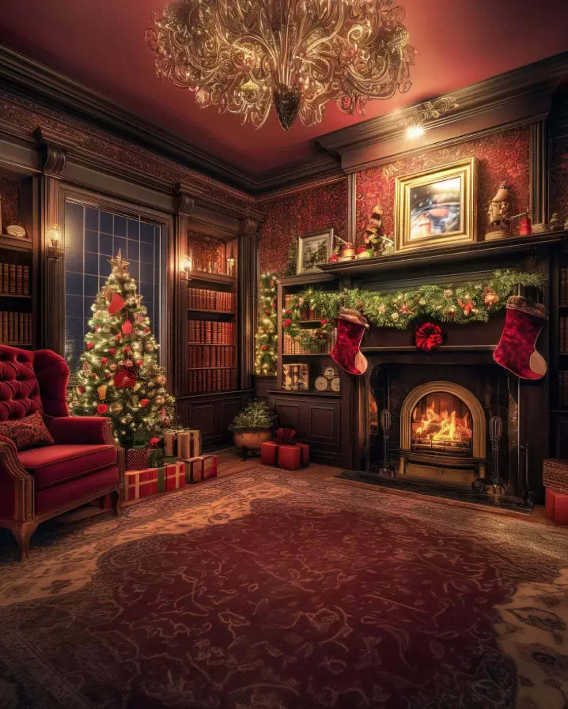 Christmas Study I Full 8’X10’ Fleece (96 X 120 Inch) Backdrop