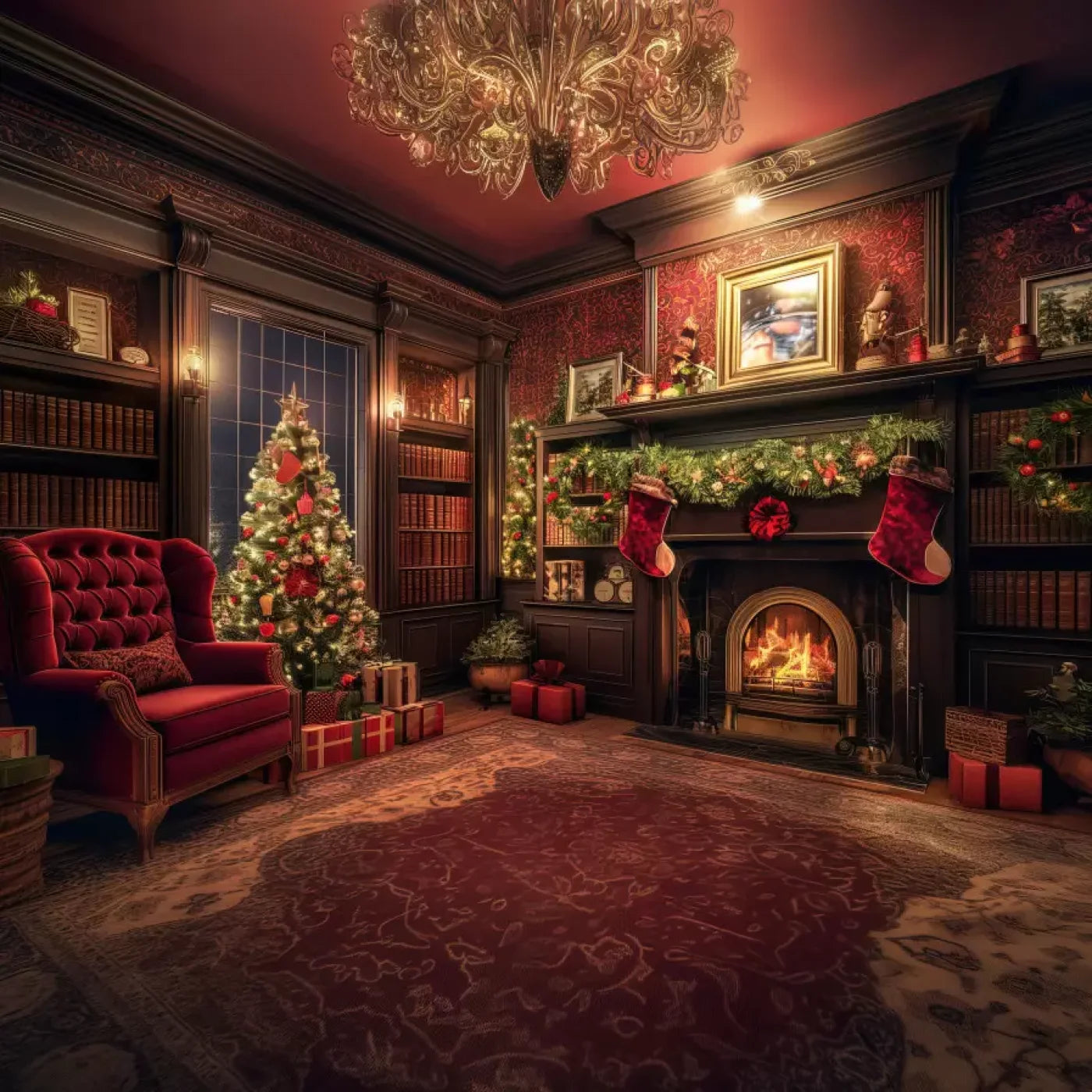 Christmas Study I Full 8’X8’ Fleece (96 X Inch) Backdrop