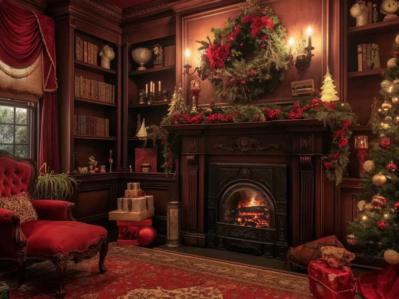 Christmas Study Ii 6’8X5’ Fleece (80 X 60 Inch) Backdrop