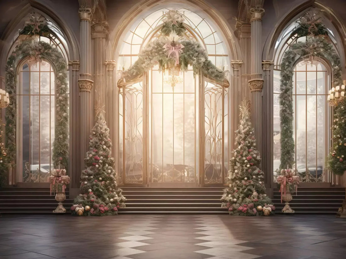 Christmas Sunrise Ballroom 68X5 Fleece ( 80 X 60 Inch ) Backdrop