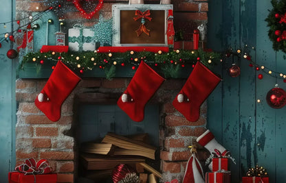 Christmas Teal Room 10X8 Middle Backdrop