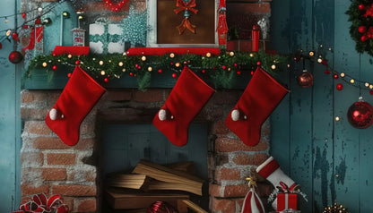 Christmas Teal Room 10X8 Middle Backdrop