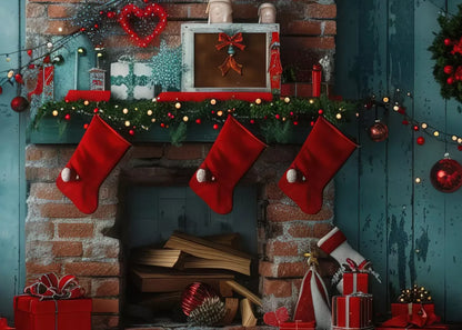 Christmas Teal Room 10X8 Middle Backdrop