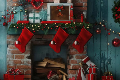 Christmas Teal Room 10X8 Middle Backdrop