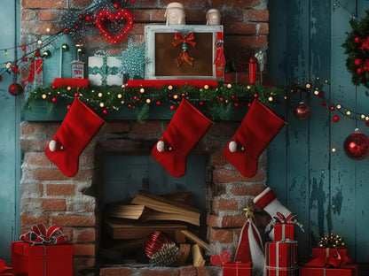 Christmas Teal Room 10X8 Middle Backdrop