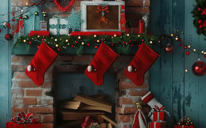 Christmas Teal Room 10X8 Middle Backdrop