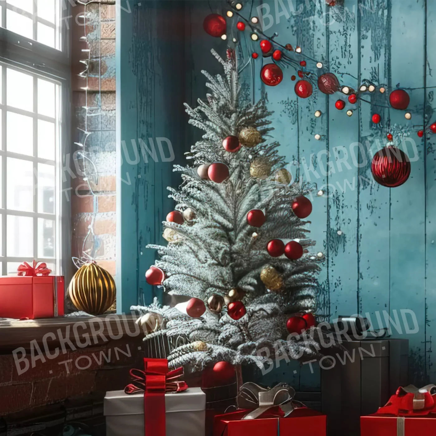 Blue Christmas Backdrop for Photography