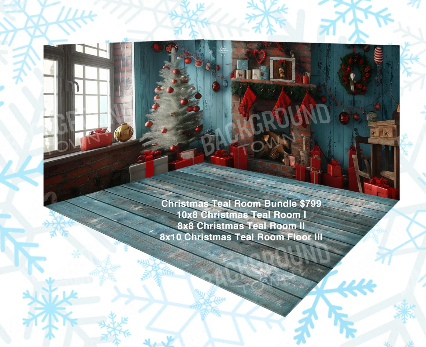 Christmas Teal Room Bundle Part Iii Floor Backdrop