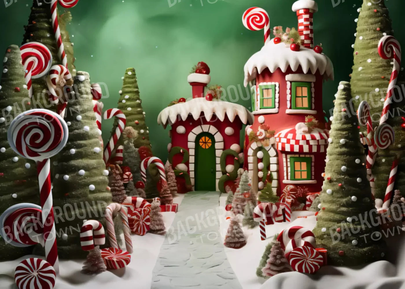 Christmas Town 1 7X5 Ultracloth ( 84 X 60 Inch ) Backdrop