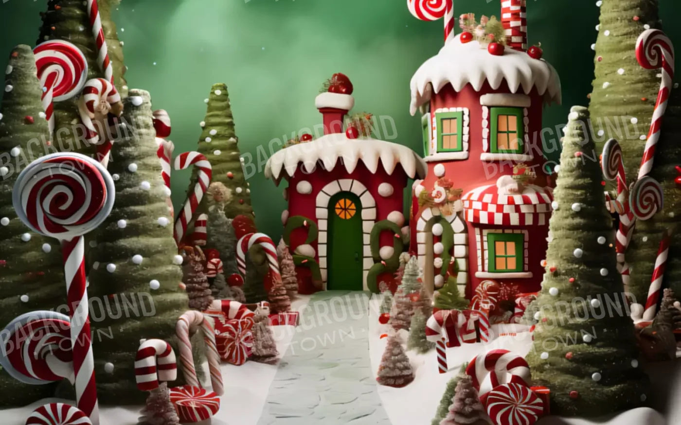 Christmas Town 1 8X5 Ultracloth ( 96 X 60 Inch ) Backdrop