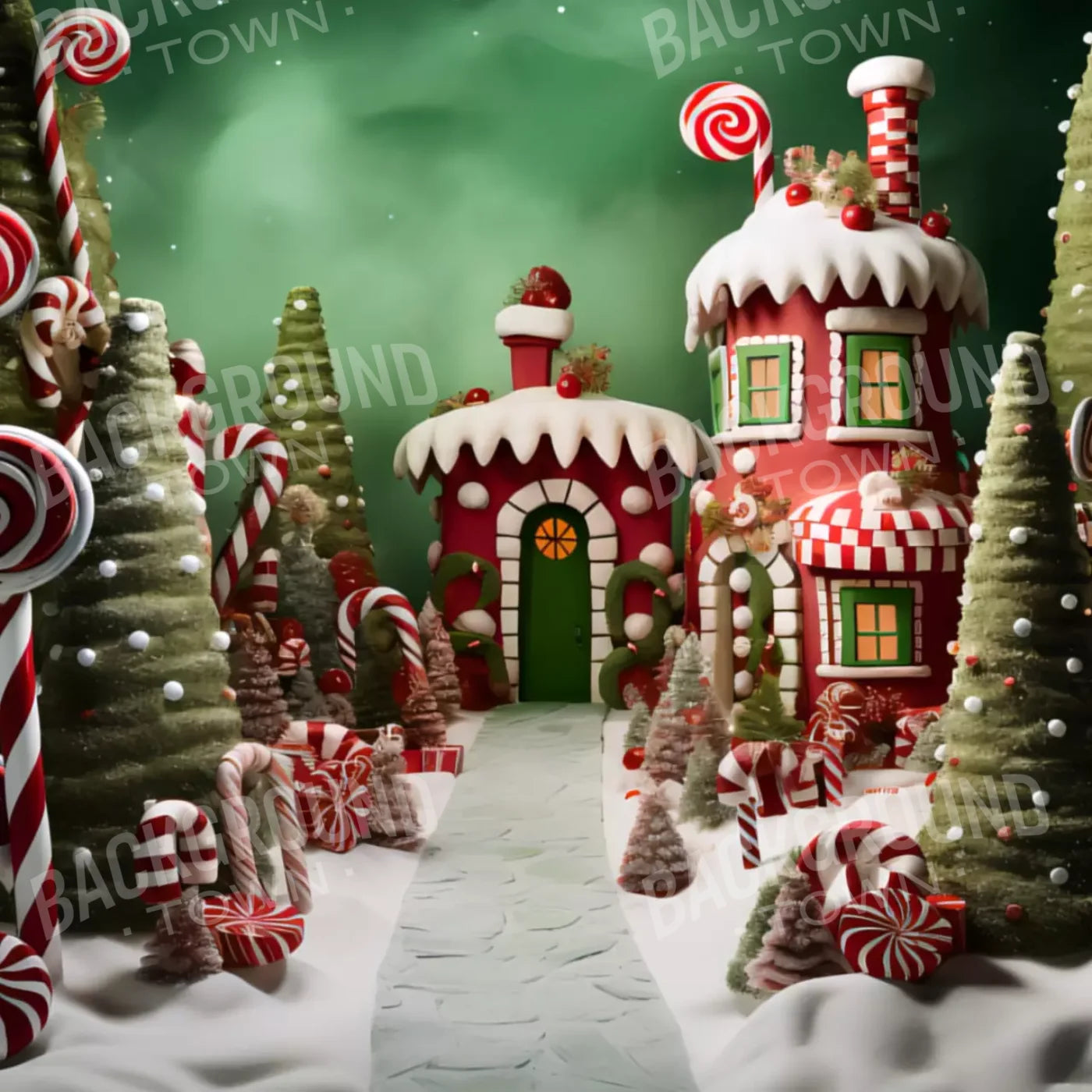 Christmas Town 1 8X8 Fleece ( 96 X Inch ) Backdrop