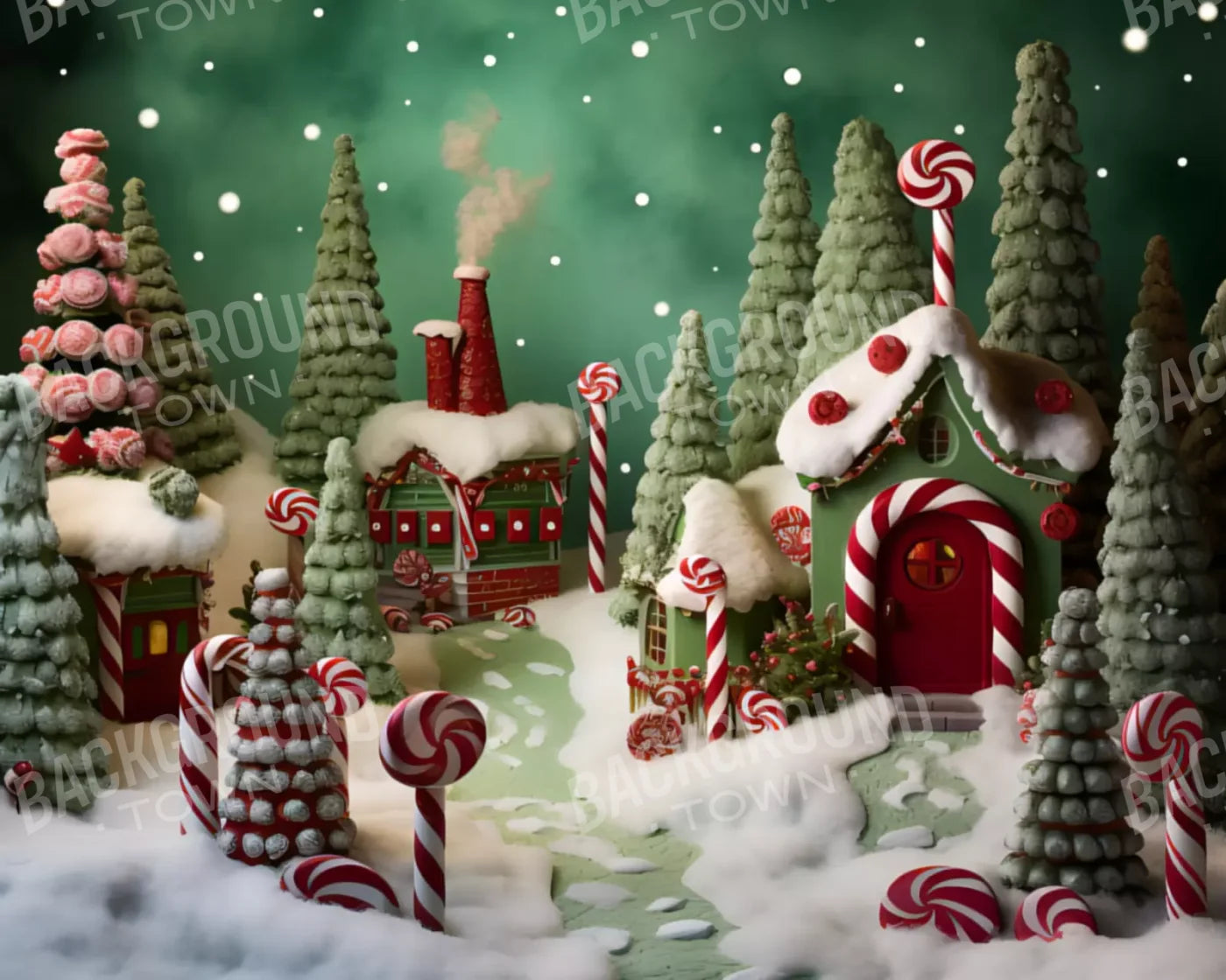 Christmas Town 2 10X8 Fleece ( 120 X 96 Inch ) Backdrop