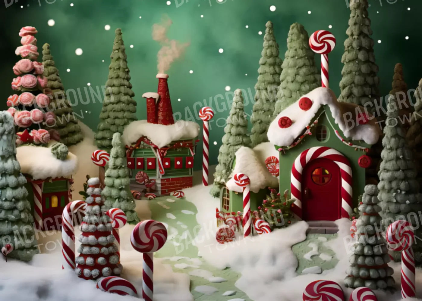 Christmas Town 2 7X5 Ultracloth ( 84 X 60 Inch ) Backdrop