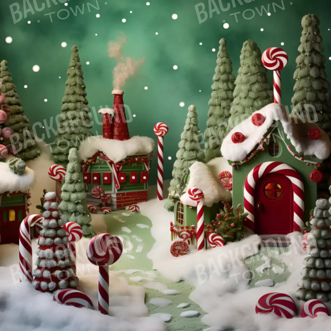 Christmas Town 2 8X8 Fleece ( 96 X Inch ) Backdrop