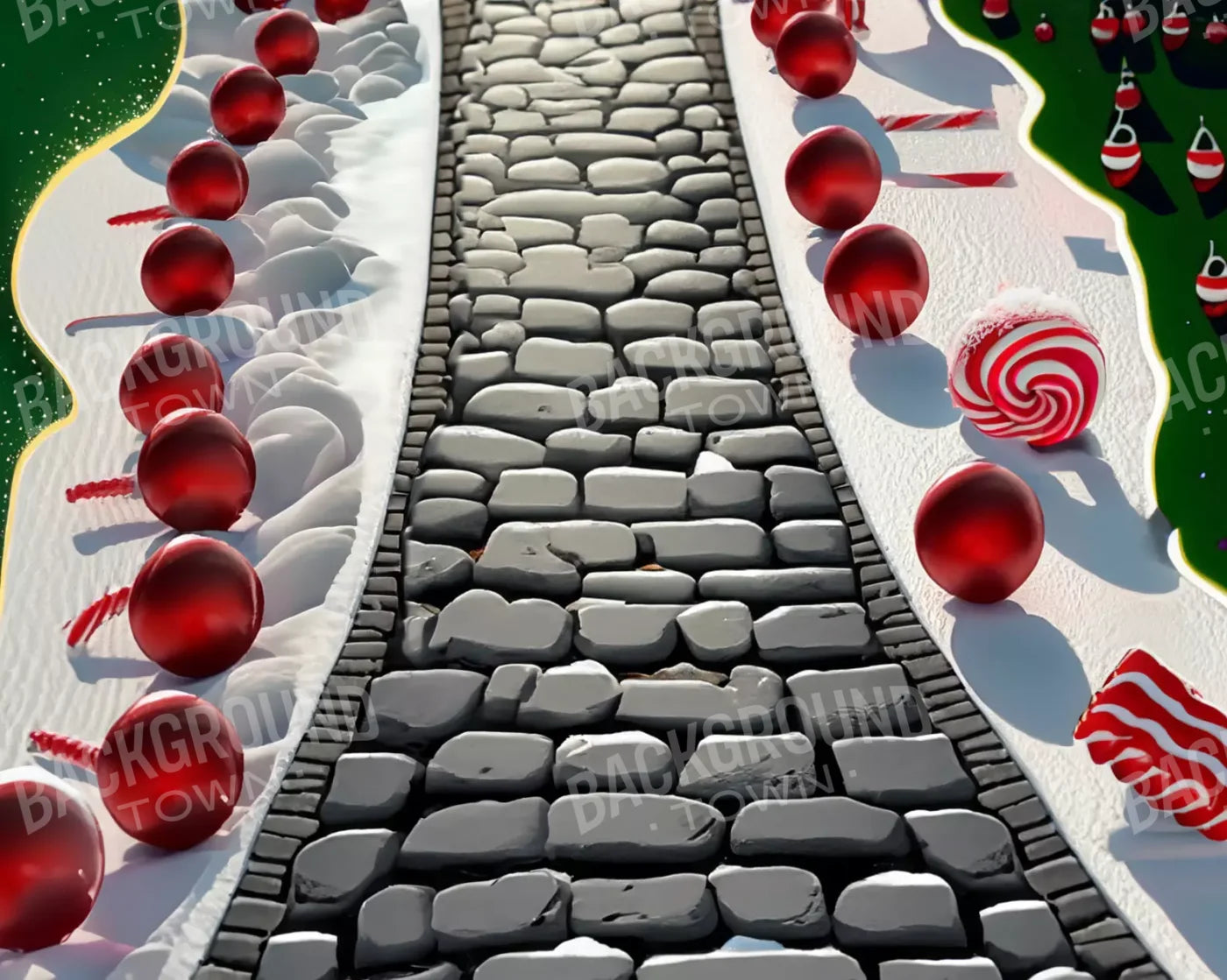 Christmas Town Floor 10’X8’ Rubbermat (120 X 96 Inch) Backdrop