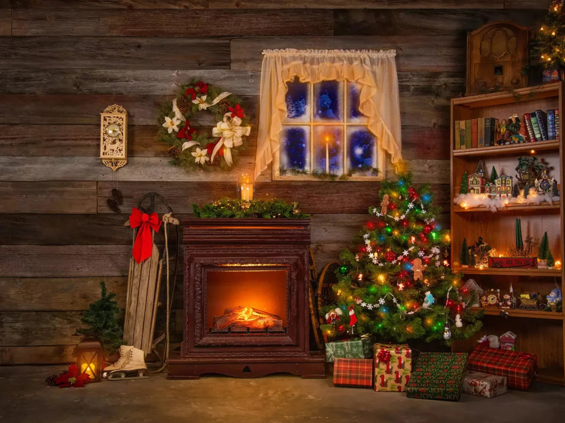Christmas Tree And Gifts 68X5 Fleece ( 80 X 60 Inch ) Backdrop