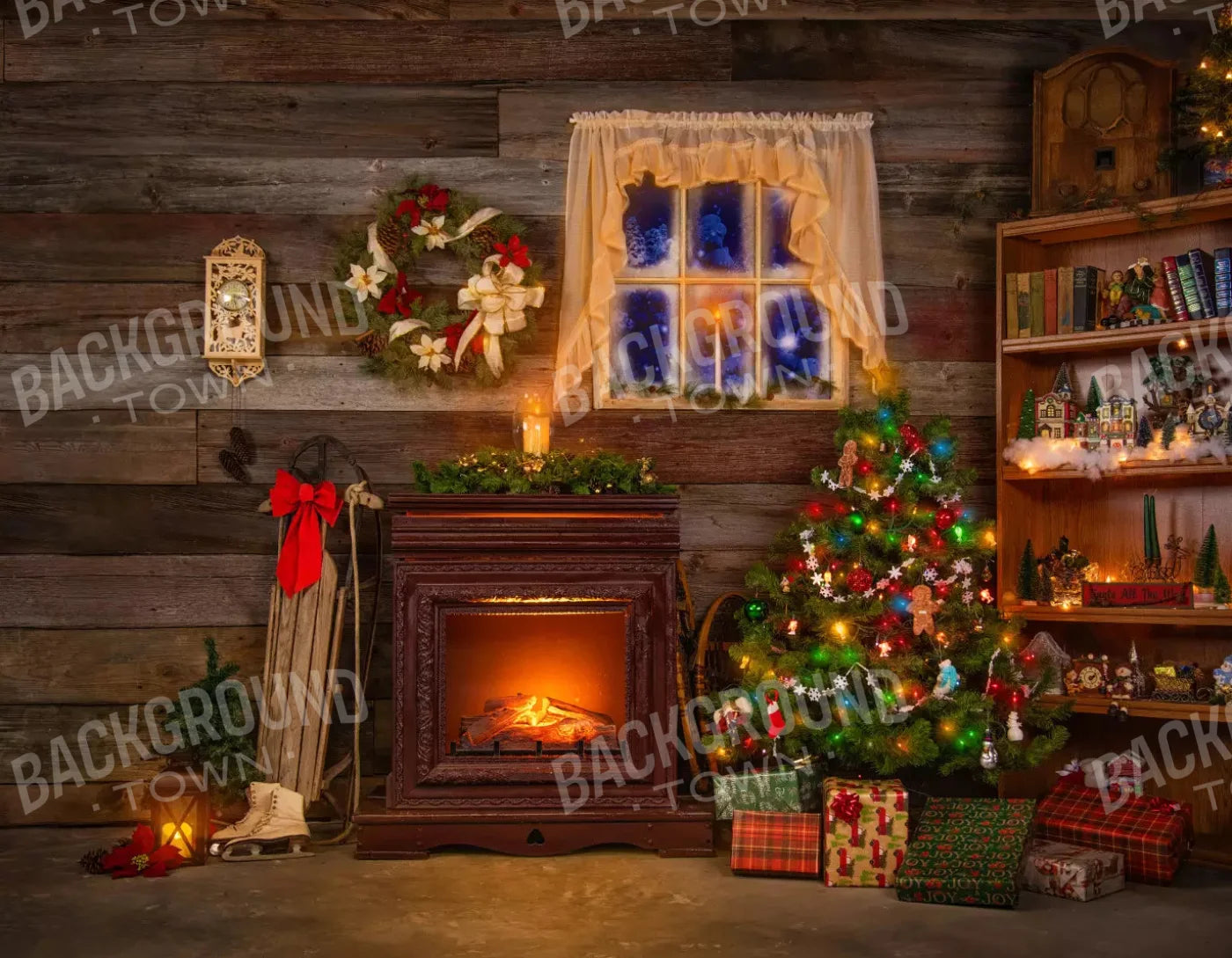 Christmas Tree And Gifts 8X6 Fleece ( 96 X 72 Inch ) Backdrop