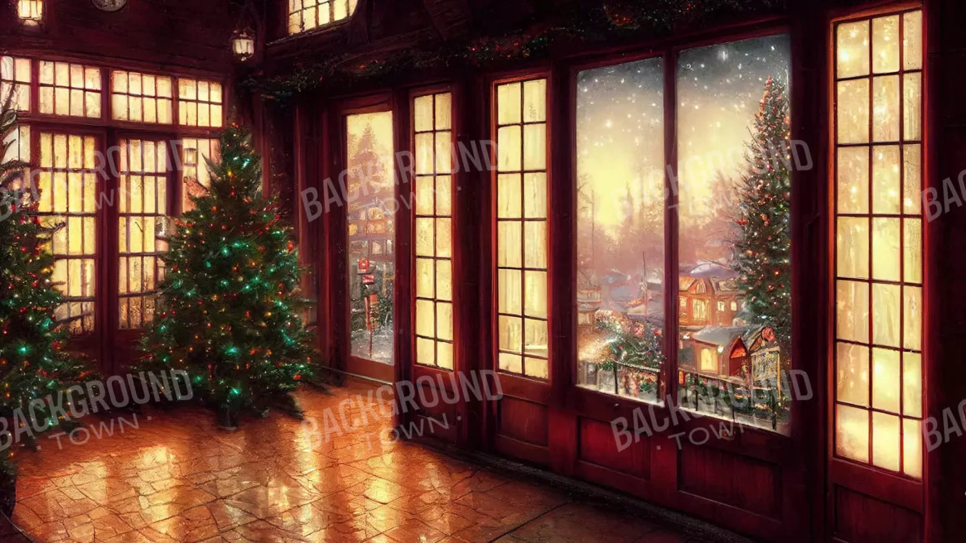 Christmas Window 14X8 Ultracloth ( 168 X 96 Inch ) Backdrop