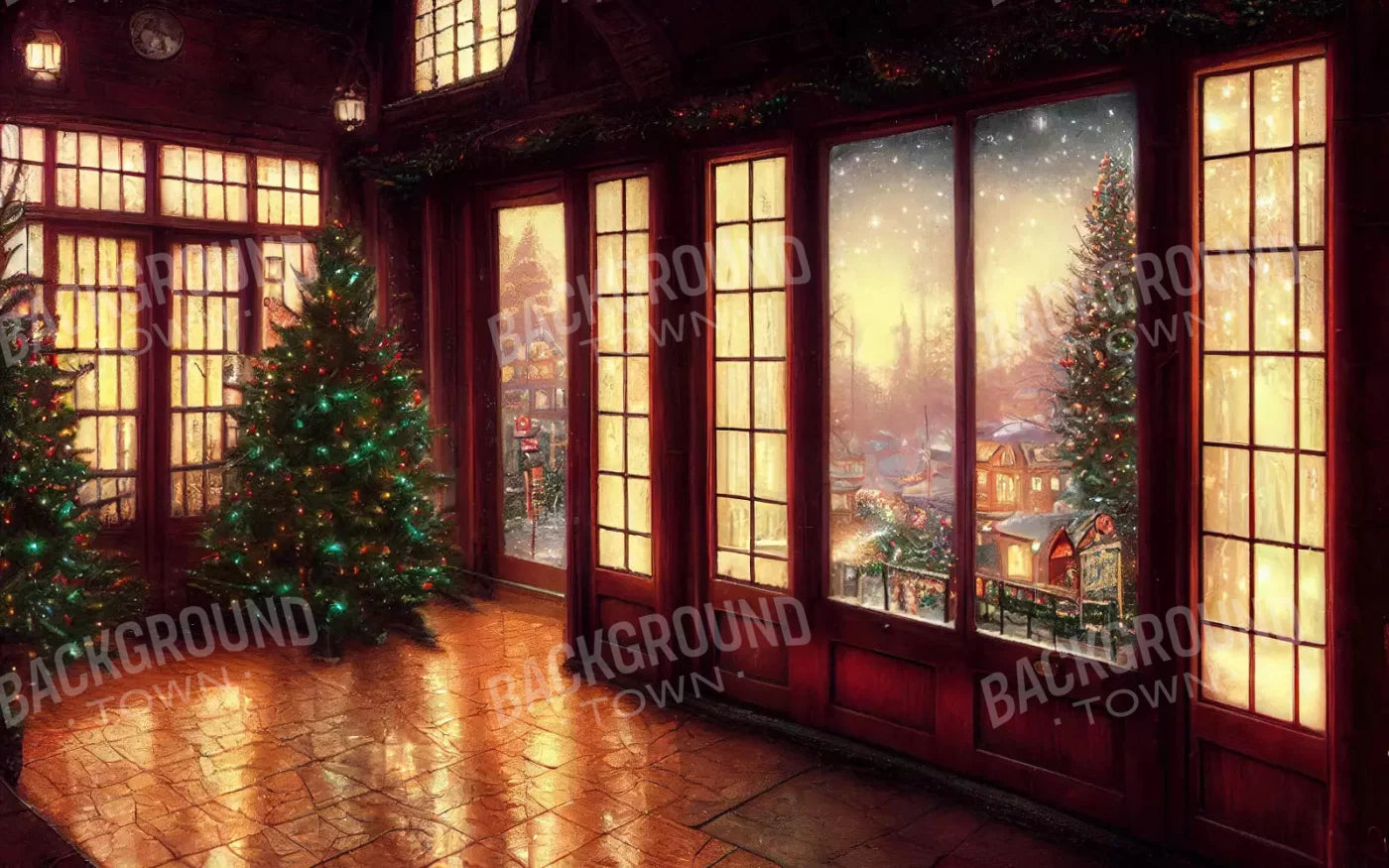 Christmas Window 14X9 Ultracloth ( 168 X 108 Inch ) Backdrop