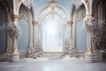 Christmas Winter Blues Ballroom 8X5 Ultracloth ( 96 X 60 Inch ) Backdrop