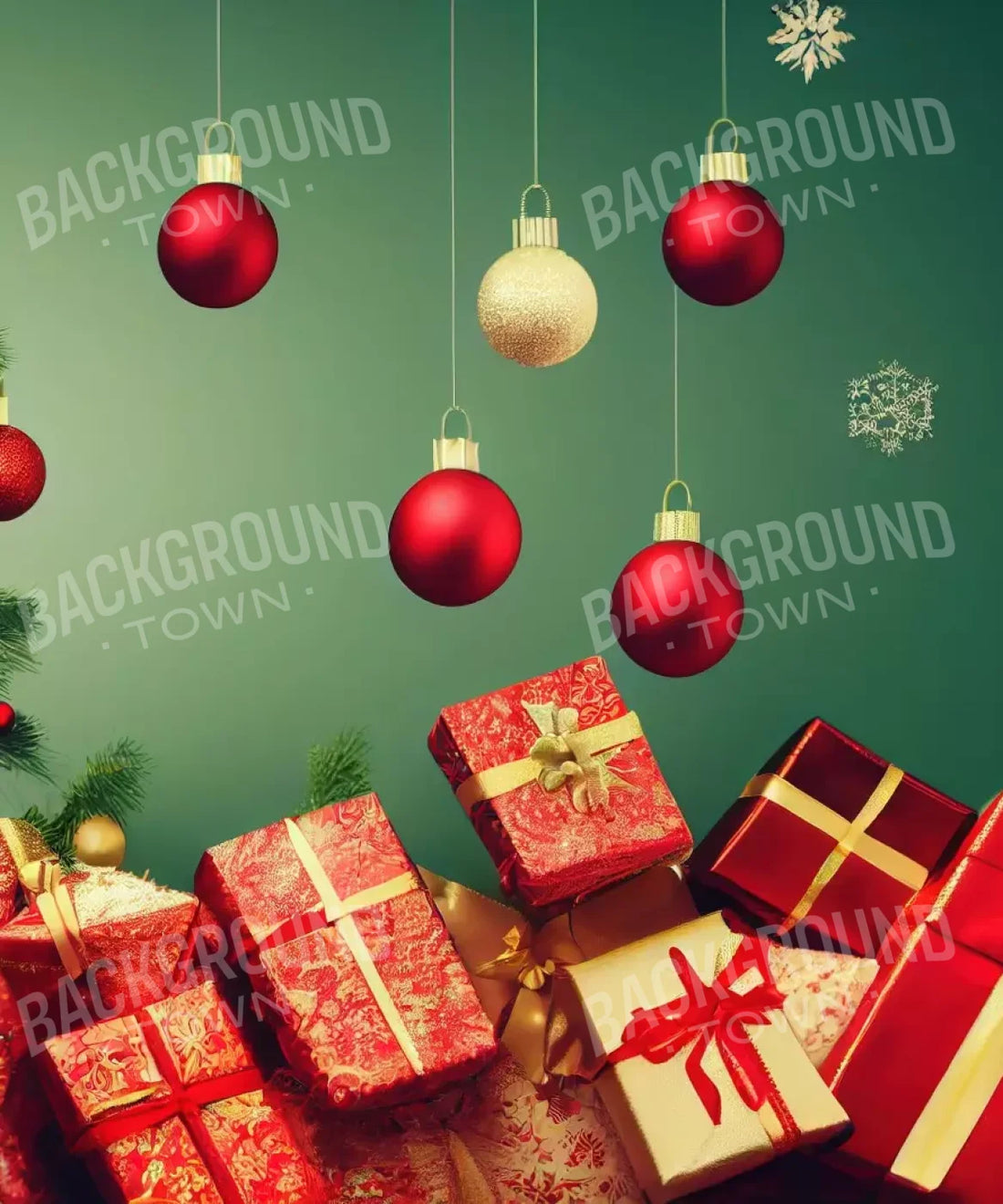 Red , Green , Gold Backdrop for Photography