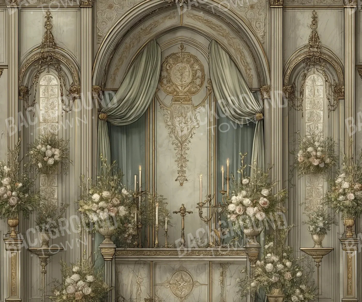Church Sanctuary 2 5’x4’2 Fleece (60 x 50 inch) Backdrop