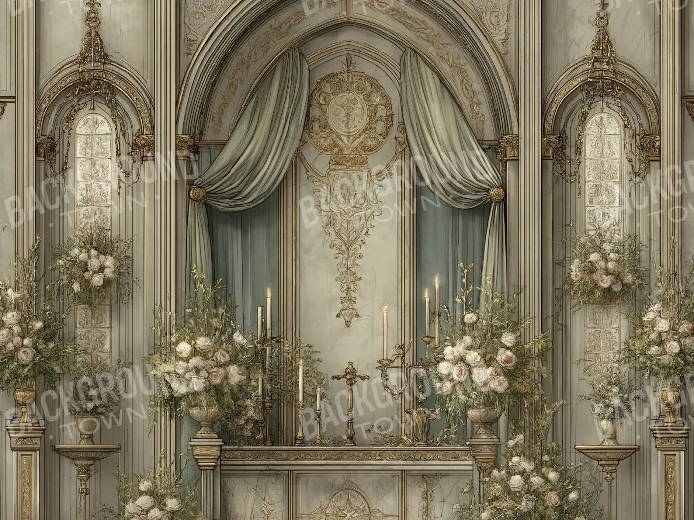 Church Sanctuary 2 6’8x5’ Fleece (80 x 60 inch) Backdrop