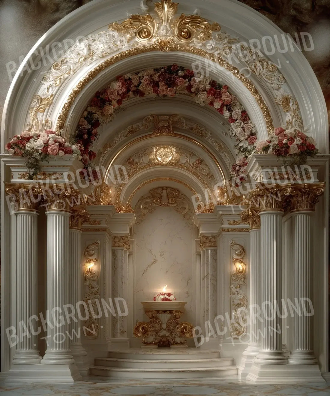White Gold Red Pink  Backdrop for Photography