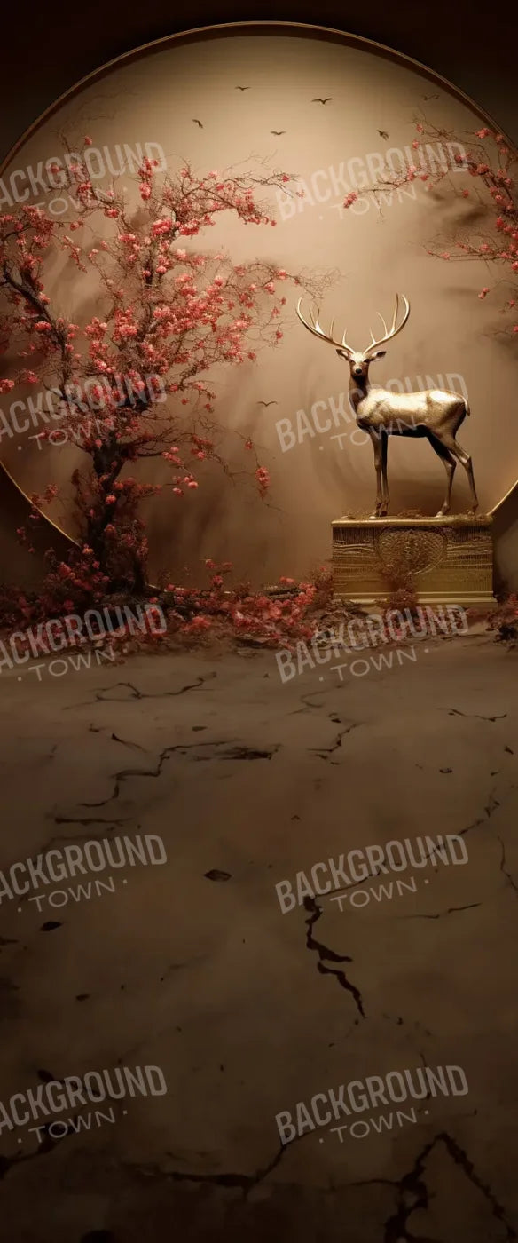 Circle Blossoms Deer Sweep 5’x12’ UltraCloth for Westcott X-Drop (60 x 144 inch) Backdrop