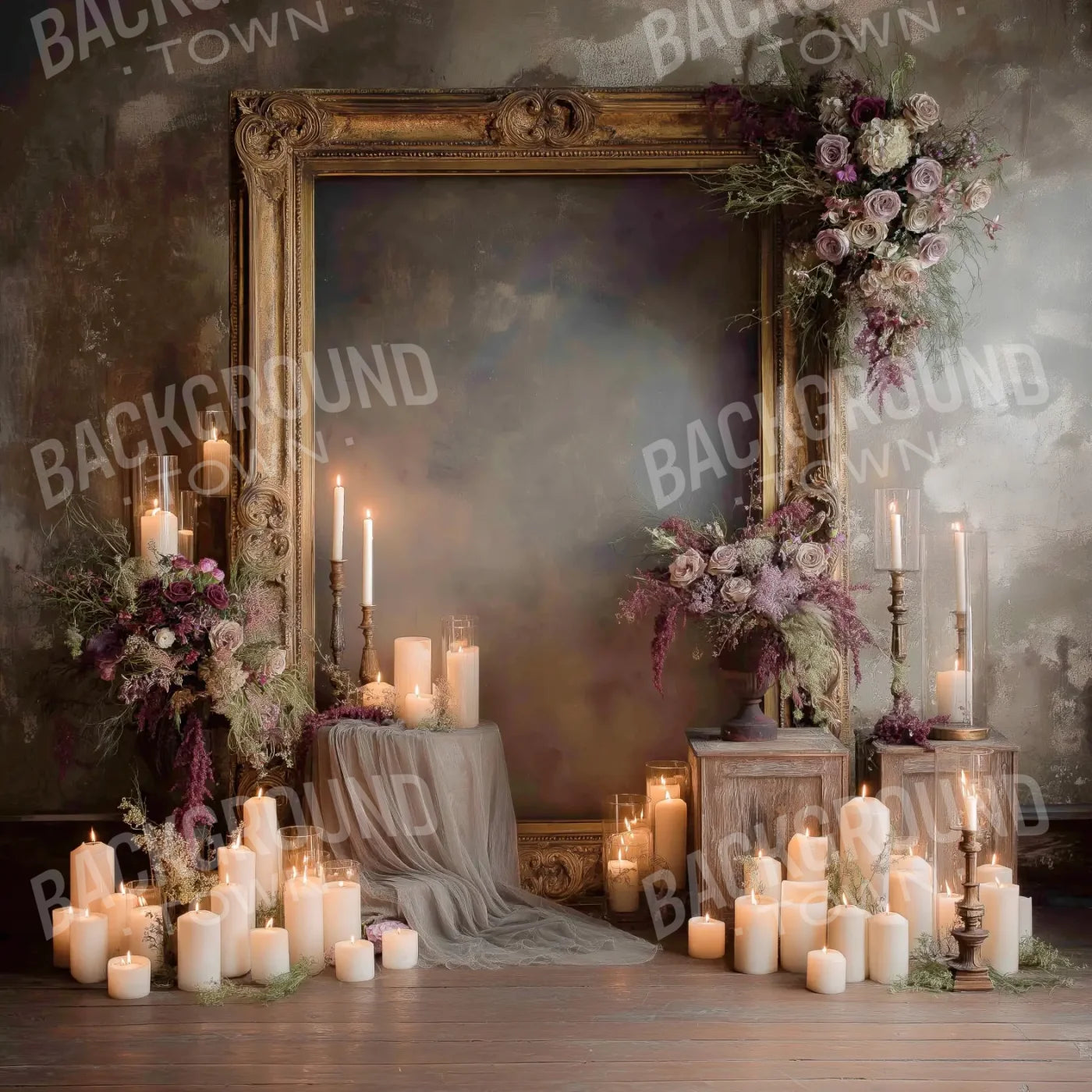 Candles And Mirror 10’x10’ UltraCloth (120 x 120 inch) Backdrop