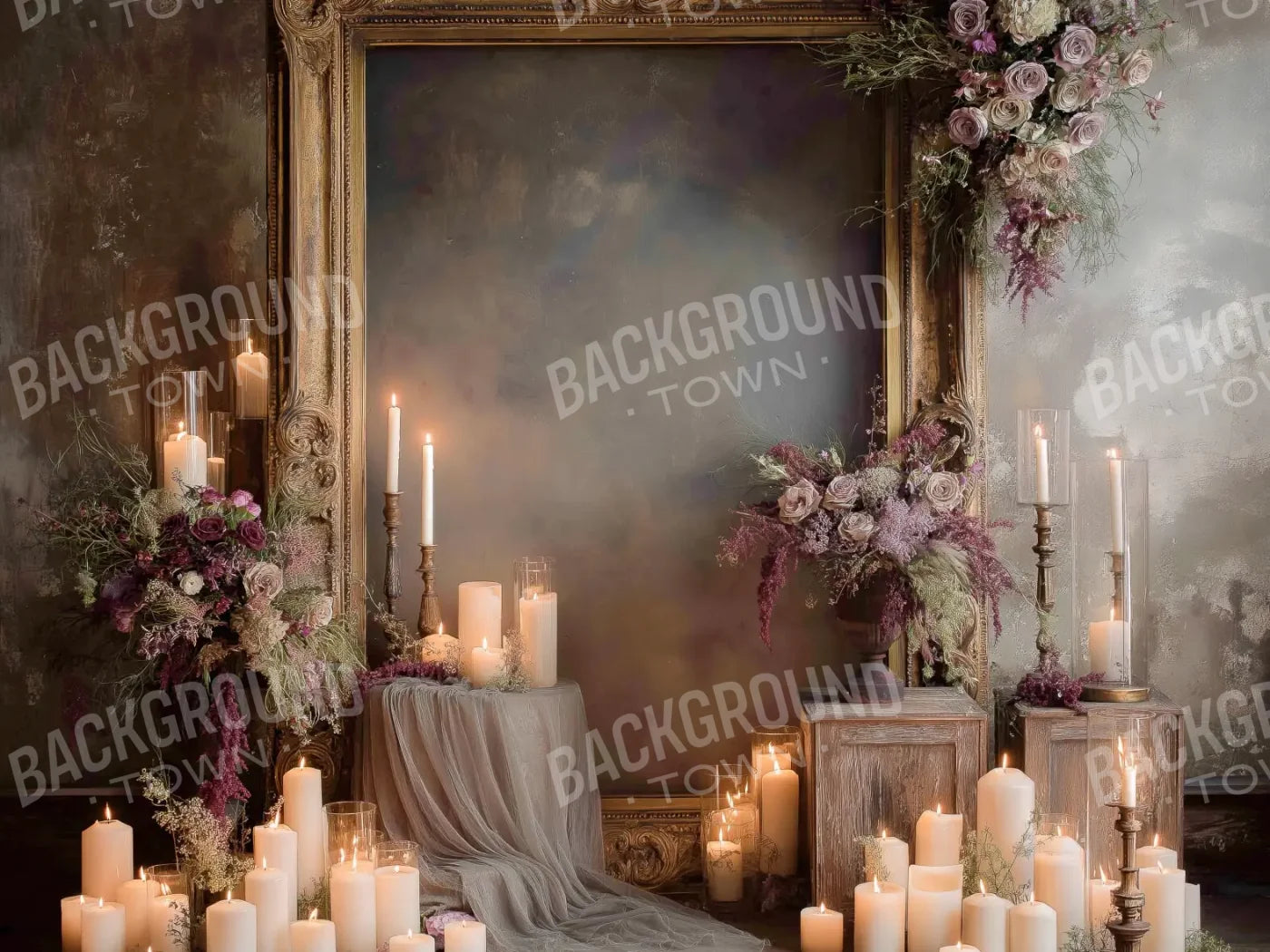 Candles And Mirror 8’x6’ Fleece (96 x 72 inch) Backdrop