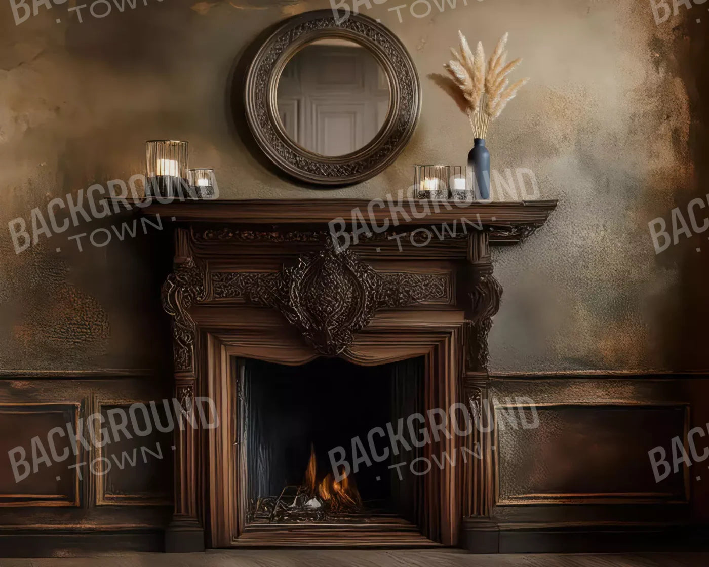 Classic Fireplace 10’x8’ Fleece (120 x 96 inch) Backdrop